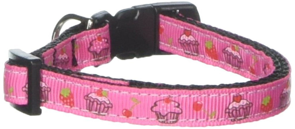 Mirage Pet Products Cupcakes Nylon Ribbon Collar for Pets, Small, Bright Pink - PawsPlanet Australia