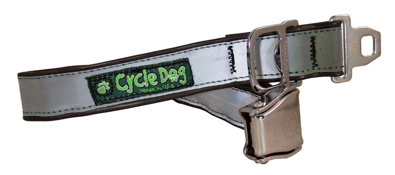 [Australia] - Cycle Dog Bottle Opener Recycled Dog Collar with Seatbelt Metal Buckle m Silver Max Reflective 