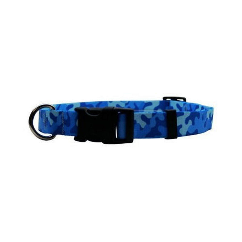 Camo Dog Collar - Size Cat Small, 3/4-Inch Wide by 10 to 14-Inch Long Blue - PawsPlanet Australia