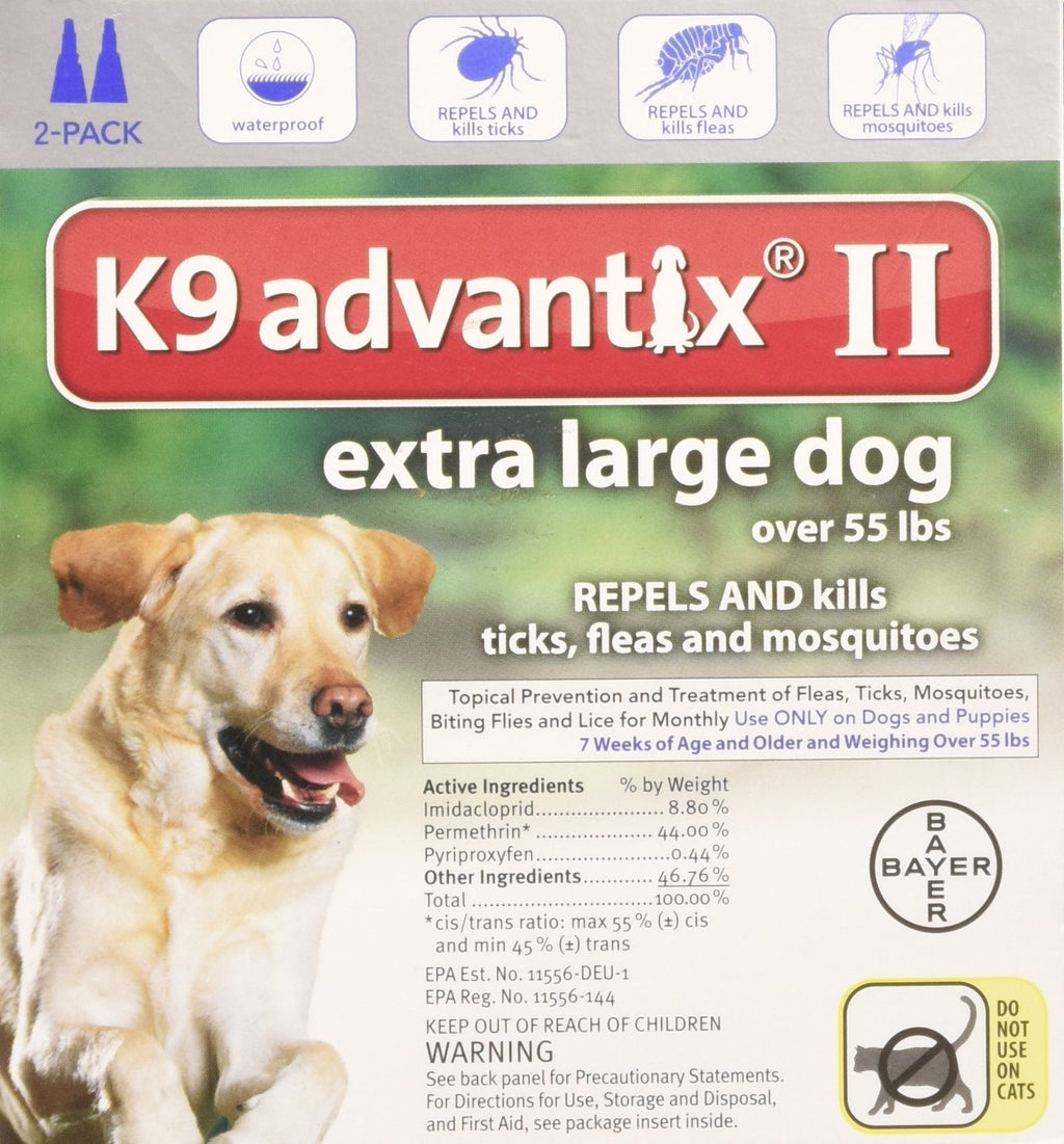 Bayer K9 Advantix II, Flea And Tick Control Treatment for Dogs, Over 55 Pound, 2-Month Supply - PawsPlanet Australia