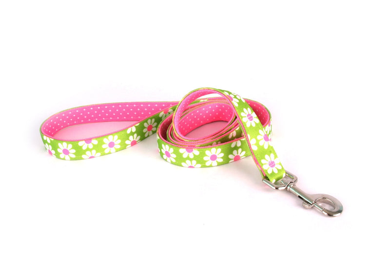 [Australia] - Yellow Dog Design Uptown Lead, 1-Inch, Green Daisy on Pink Polka, Small Dots 