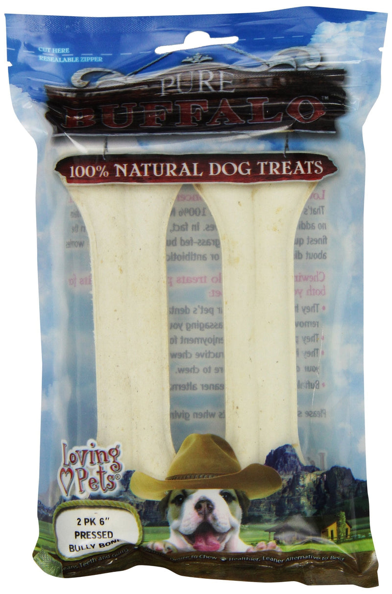 [Australia] - Loving Pets Pure Buffalo Pressed Bully Bone 6-Inch, 2 pieces/pack 