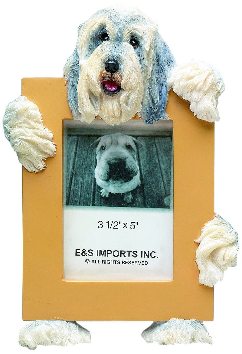 [Australia] - Bearded Collie Picture Frame Holds Your Favorite 2.5 by 3.5 Inch Photo, Hand Painted Realistic Looking Bearded Collie Stands 6 Inches Tall Holding Beautifully Crafted Frame, Unique and Special Bearded Collie Gifts for Bearded Collie Owners 