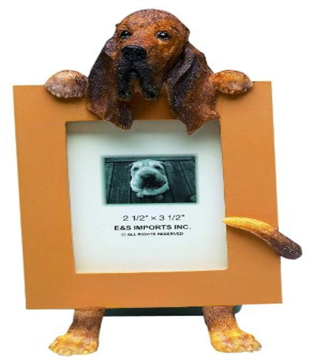 [Australia] - Bloodhound Picture Frame Holds Your Favorite 2.5 by 3.5 Inch Photo, Hand Painted Realistic Looking Bloodhound Stands 6 Inches Tall Holding Beautifully Crafted Frame, Unique and Special Bloodhound Gifts for Bloodhound Owners 