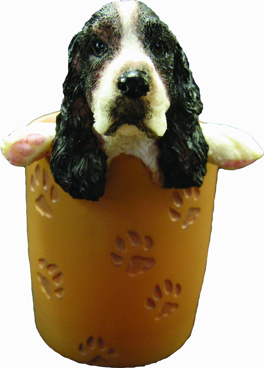 [Australia] - Springer Spaniel Pencil Cup Holder with Realistic Hand Painted Springer Spaniel Face and Paws Hanging Over Cup, Uniquely Designed Springer Spaniel Gifts, A Convenient Organizer for Home or Office, One Of A Kind Pen Holder 