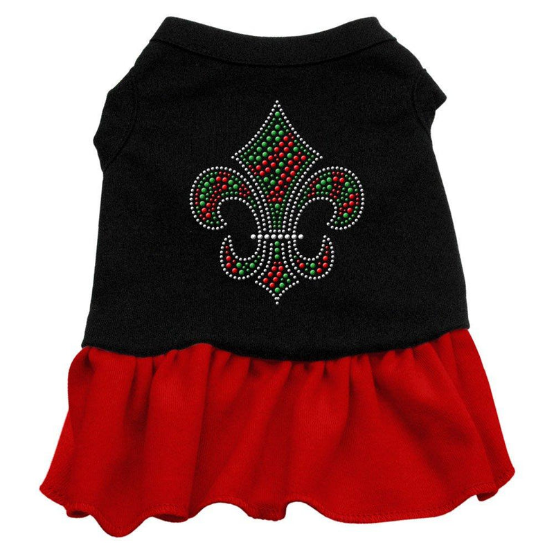 [Australia] - Mirage Pet Products Christmas Fleur De Lis Rhinestone 18-Inch Pet Dress, XX-Large, Black with Red 