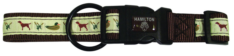 [Australia] - Hamilton Outdoorsman Collection Dog and Duck Pattern Adjustable Dog Collar Dog/Brown 5/8" x 12-18" 