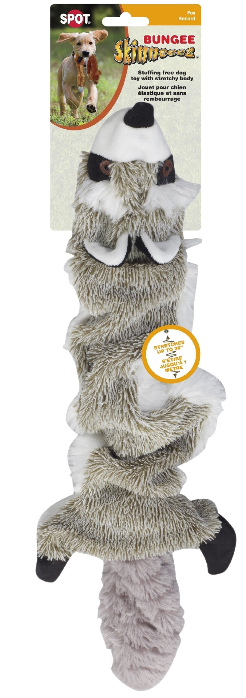 [Australia] - SPOT Bungee Skinneeez | Stuffingless Plush Animal Toy For Dogs | Interactive Dog Toys | Raccoon | Expands 36" Long | By Ethical Pet 