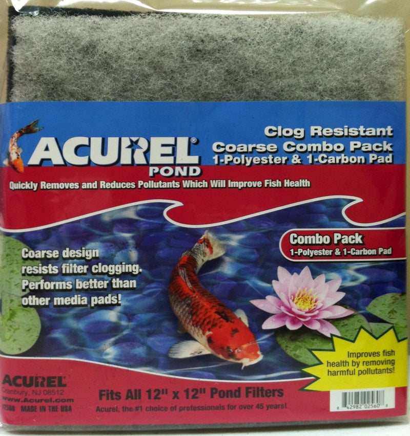 [Australia] - Acurel Coarse Media Pads for Ponds, 12-Inch by 12-Inch Combo Pack - Polyester and Carbon Infused 