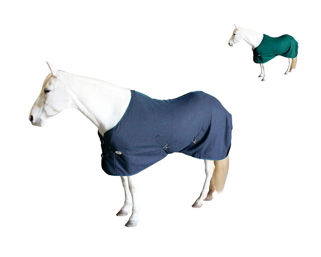 Derby Originals Fleece Cooler for Horses All Season Sheet & Blanket Liner with Crossed Surcingles 69" Navy Blue - PawsPlanet Australia