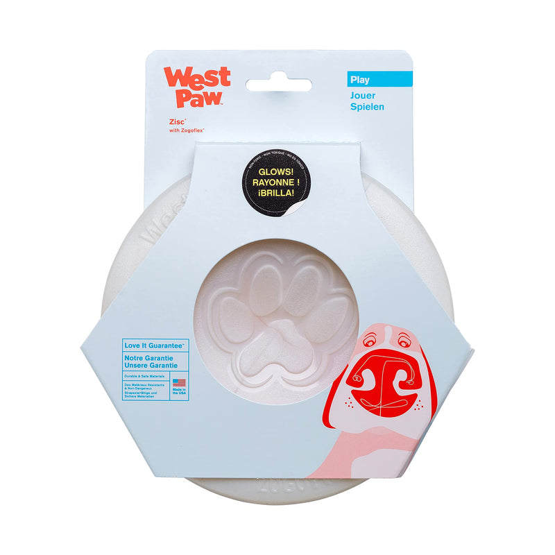 West Paw Zogoflex Zisc Dog Frisbee, High Flying Aerodynamic Disc for Dogs Puppy – Lightweight, Floatable Dog Frisbees for Fetch, Tug of War, Catch, Play – Doubles as Food/Water Bowl, Glow, Made in USA Small 1 - PawsPlanet Australia
