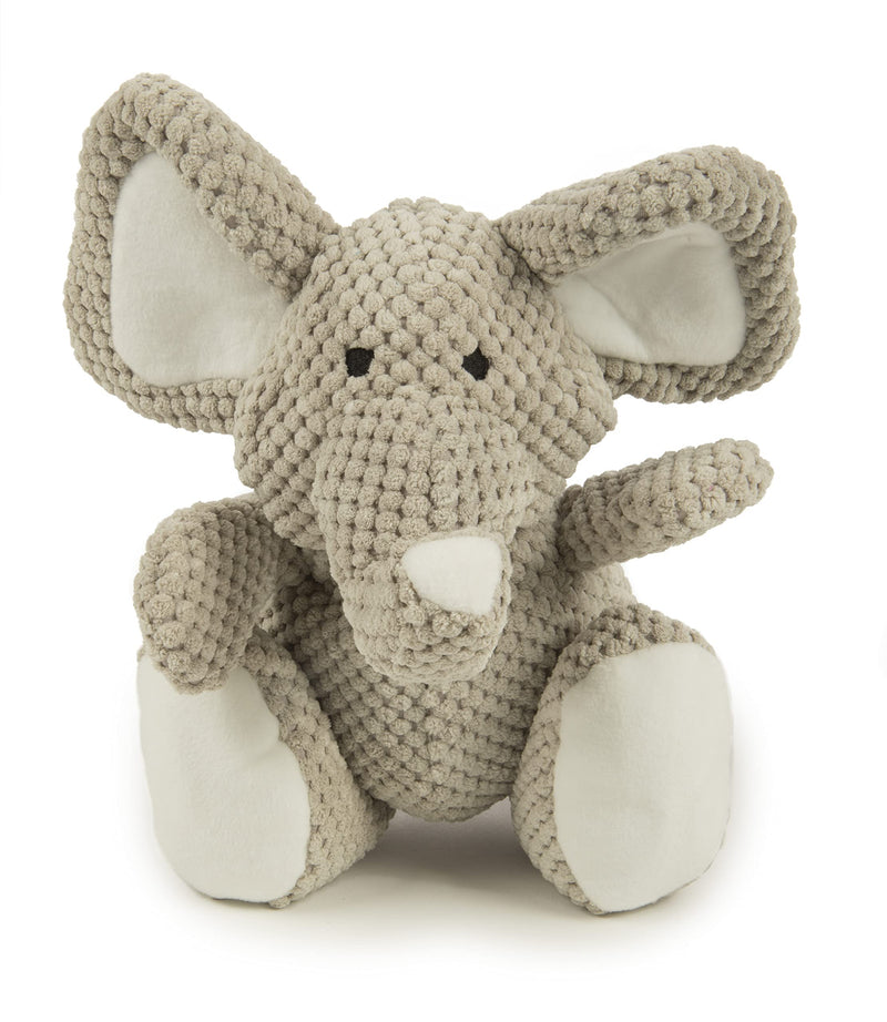 goDog Checkers Animal Squeaker Plush Dog Toy with Chew Guard Technology - Soft & Durable, Chew Resistant & Tough Reinforced Seams - Multiple Styles, Colors, & Sizes Elephant (Gray) Large - PawsPlanet Australia