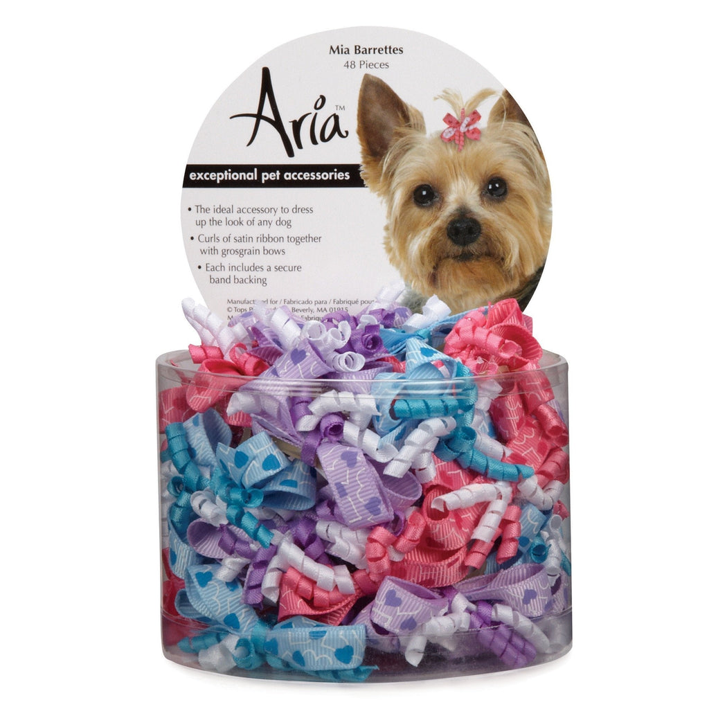 [Australia] - Aria Mia Ribbon Barrettes for Dogs, 48-Piece Canisters 