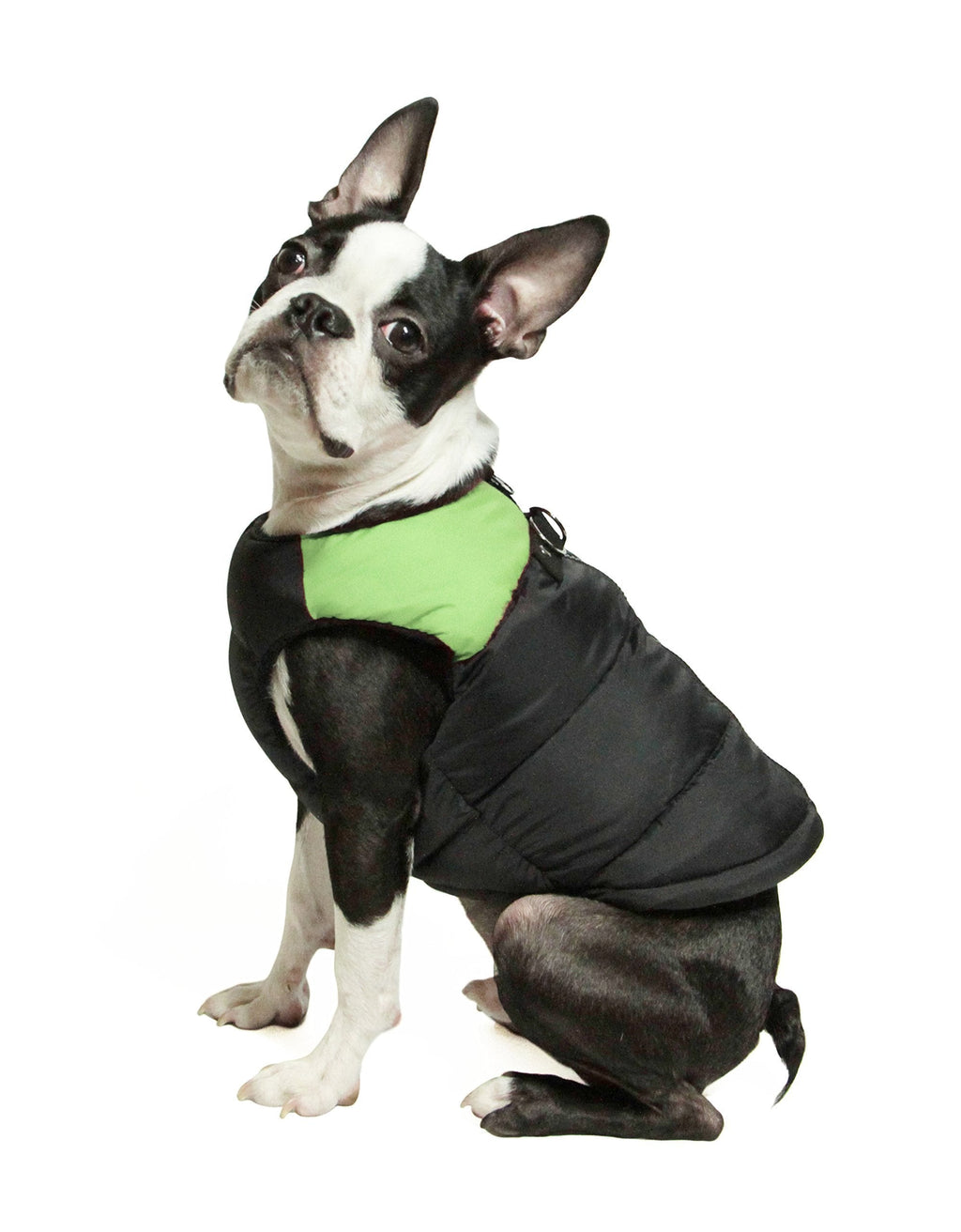 Gooby - Padded Vest, Dog Jacket Coat Sweater with Zipper Closure and Leash Ring X-Large chest (~23") Green - PawsPlanet Australia