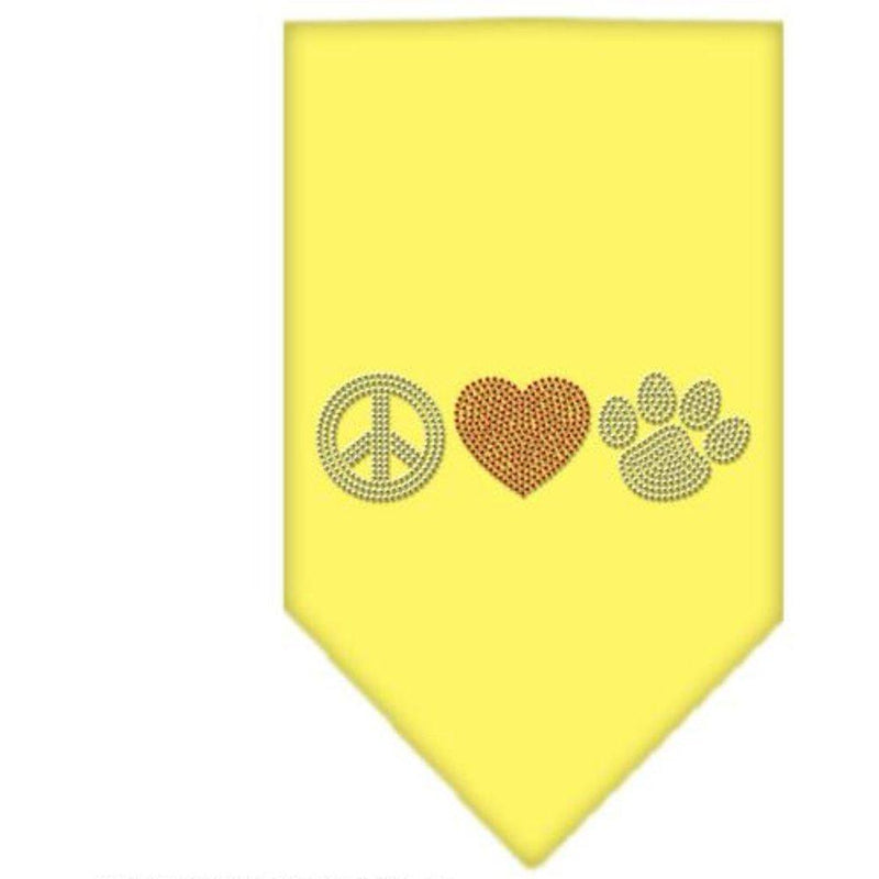 [Australia] - Peace Love Paw Rhinestone Bandana Large Yellow 