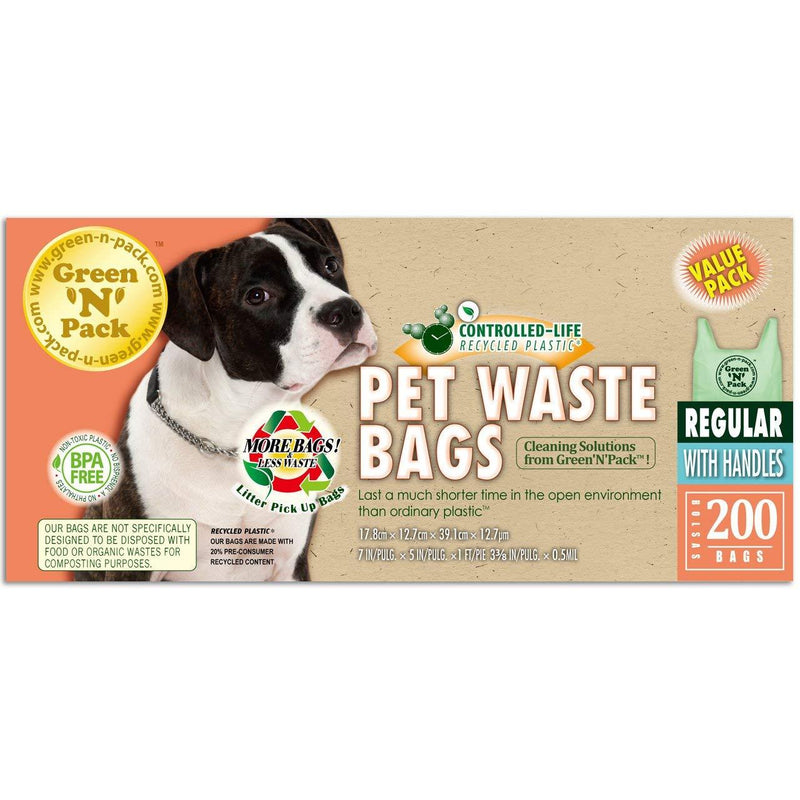 [Australia] - Green 'N' Pack Dog Waste Litter Bags (Easy-Tie Handles) 200-Count 