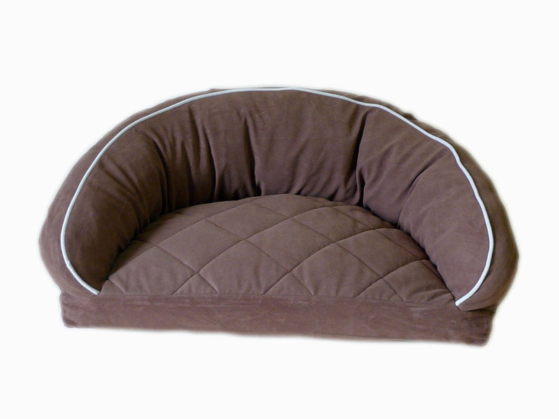 [Australia] - CPC Diamond Quilted Semi Circle Chocolate Lounge for Dogs and Cats with Linen Piping, 27 x 19 x 10-Inch 