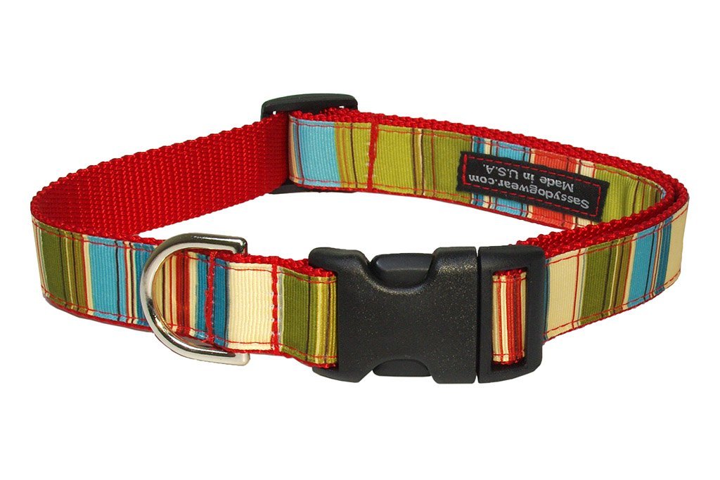 [Australia] - Sassy Dog Wear Adjustable Dog Collar M Red/Multi 