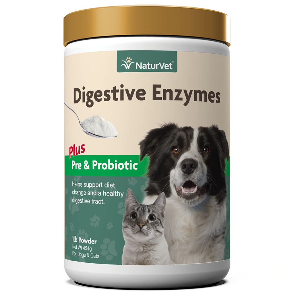 NaturVet – Digestive Enzymes for Dogs - Plus Prebiotics & Probiotics | Helps Support Diet Change & A Healthy Digestive Tract | for Dogs & Cats 1lb Powder - PawsPlanet Australia