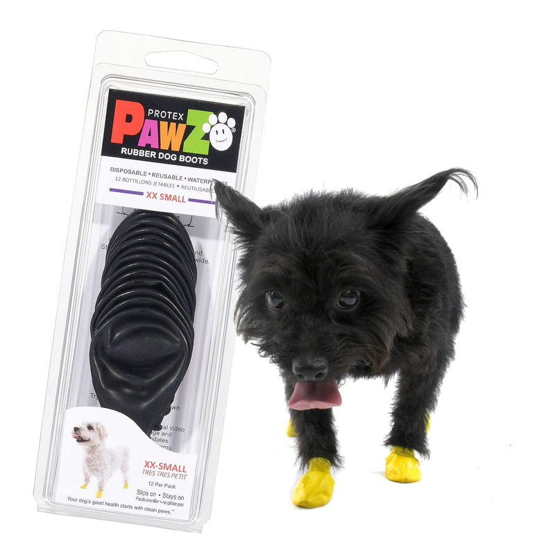 PawZ Dog Boots | Rubber Dog Booties | Waterproof Snow Boots for Dogs | Paw Protection for Dogs | 12 Dog Shoes per Pack (Black) XX-Small - PawsPlanet Australia
