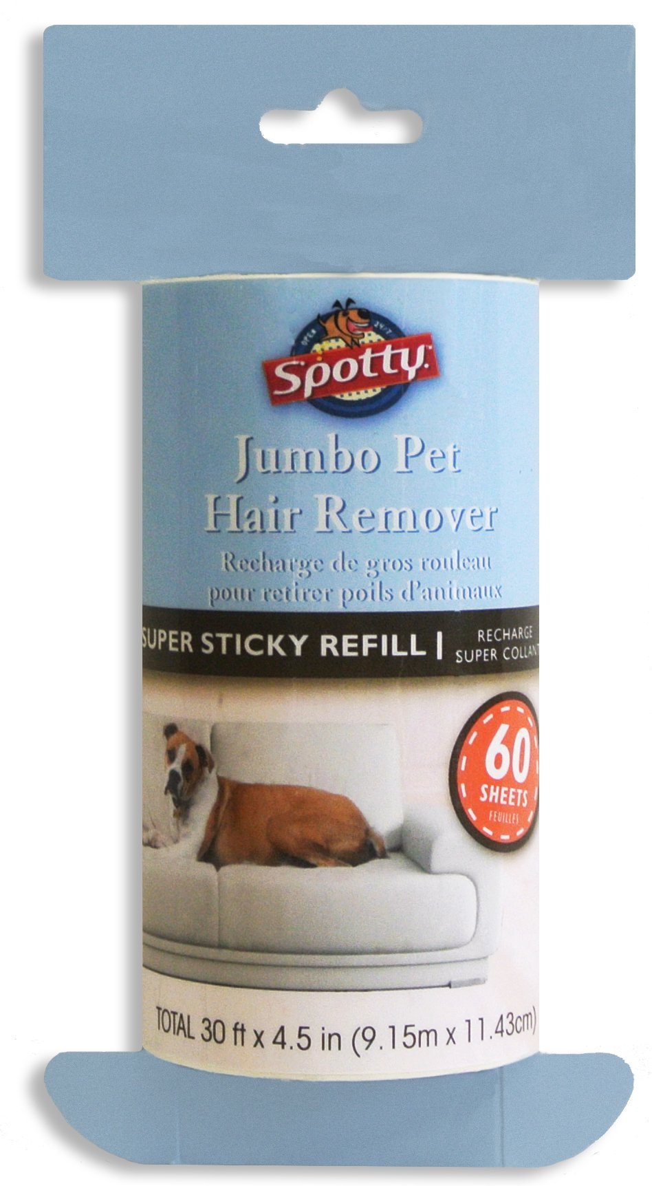 [Australia] - Spotty Jumbo Extra Sticky, Adhesive Lint Roller Refill, Pet Cat & Dog Hair Remover for Clothes and Furniture, 60 Sheet ct 