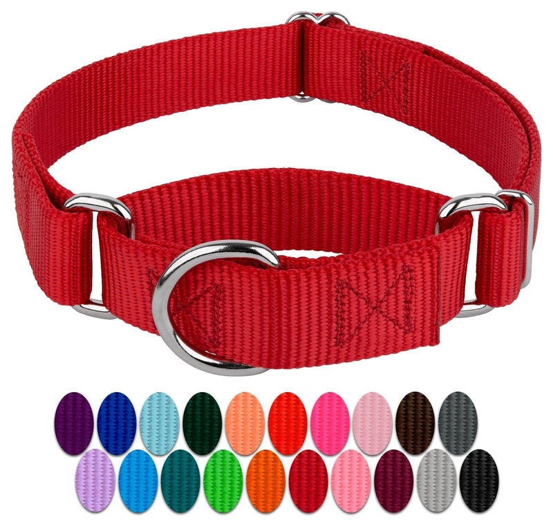 [Australia] - Country Brook Petz - Martingale Heavy Duty Nylon Dog Collar Medium, 1 Inch Wide Red 