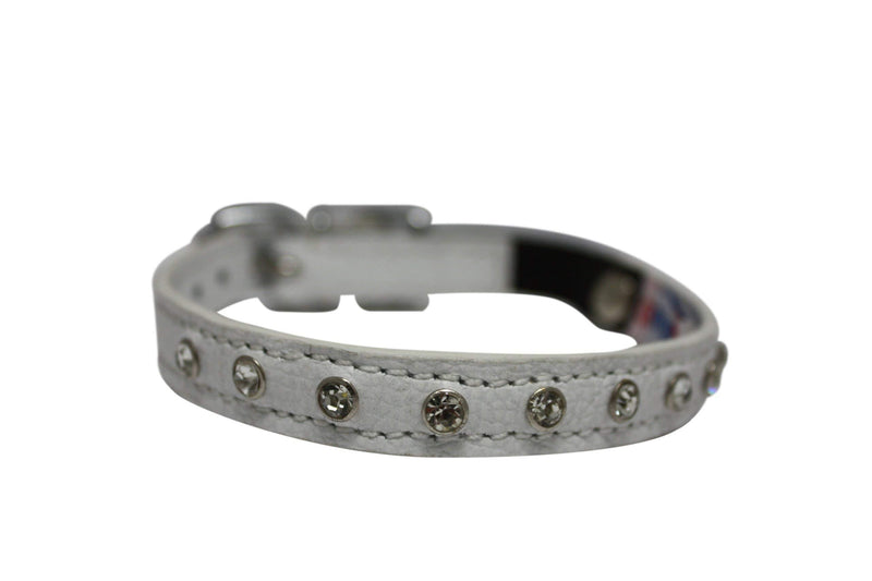 [Australia] - Genuine Leather Safety Release Studded Cat Collar | Stainless Steel & Adjustable Buckle | Durable Kitten Collar | Elastic Stretch Release | Available in Multiple Colors & Sizes | Angel Pet Supplies 10" X 1/2" Ivory White 