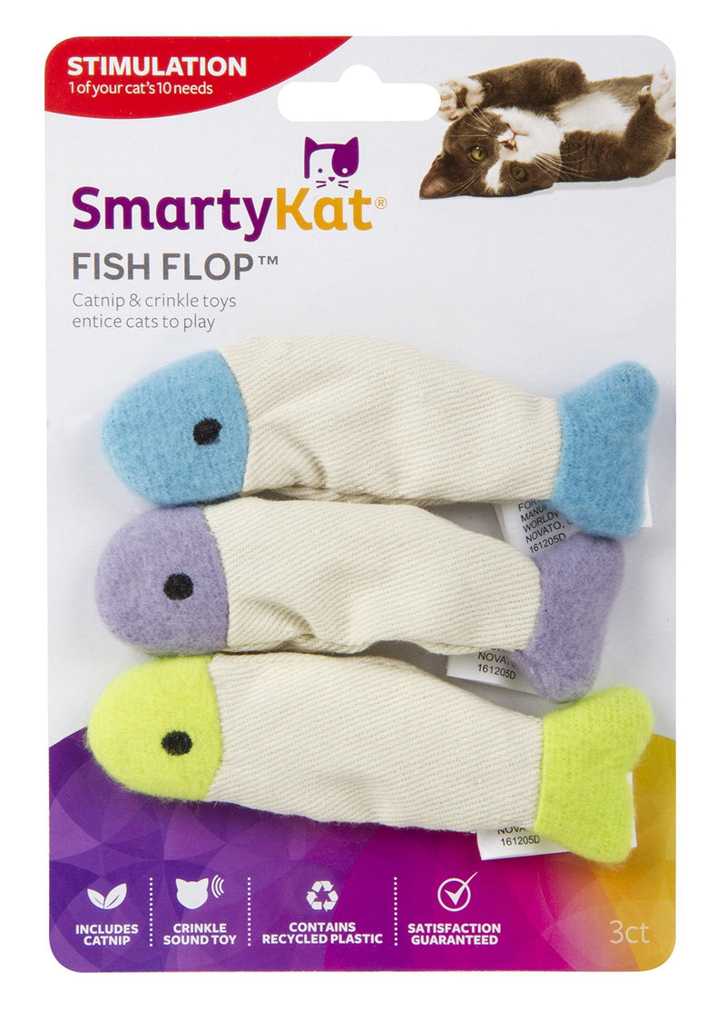 SmartyKat Fish Flop Cat Catnip Crinkle Toys Fish Flop™ Set of 3 Crinkle Catnip Toys - PawsPlanet Australia