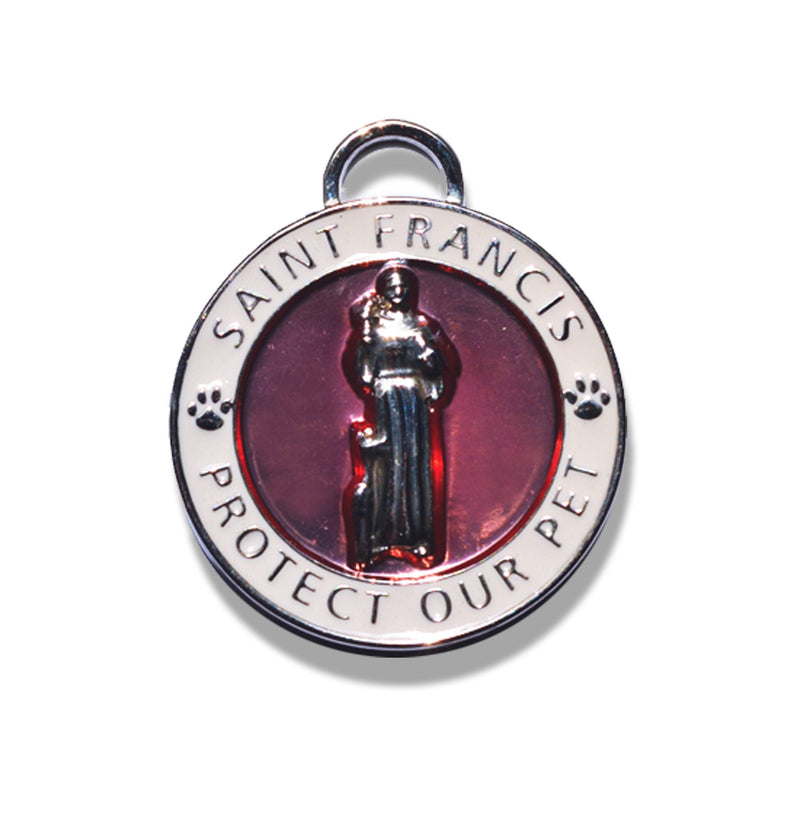[Australia] - Luxepets Pet Collar Charm, Saint Francis of Assisi (Small) Pink 
