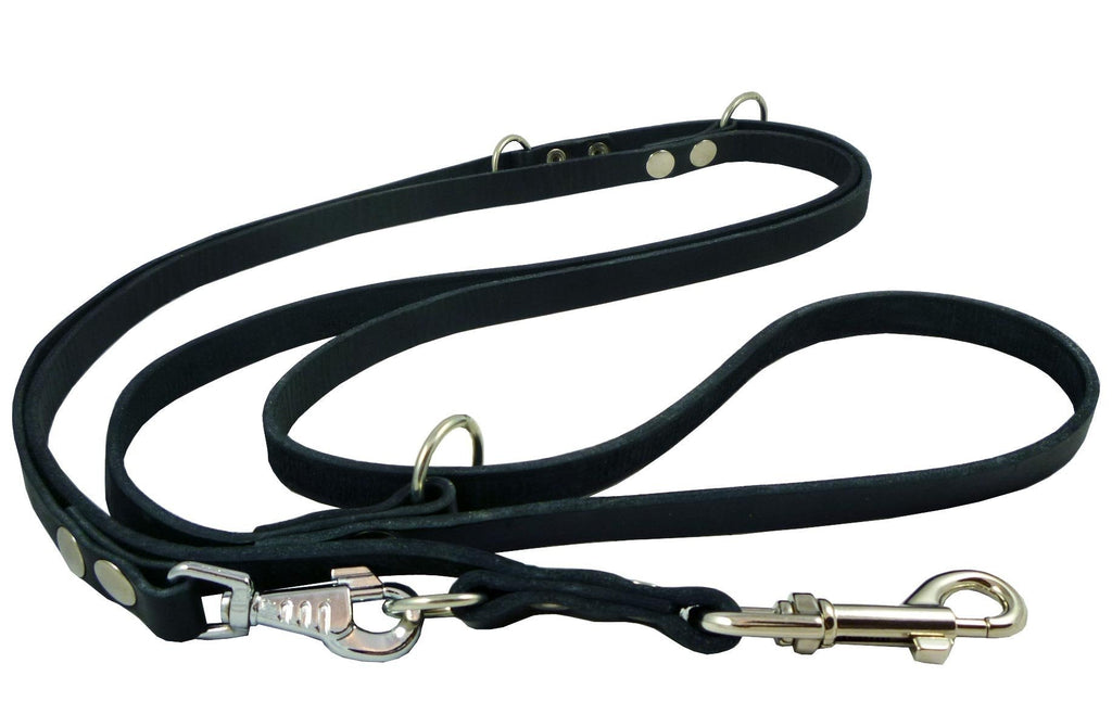 [Australia] - Dogs My Love 6-Way European Multifunctional Leather Dog Leash, Adjustable Schutzhund Lead 49"-94" Long, 5/8" Wide (15 mm) 