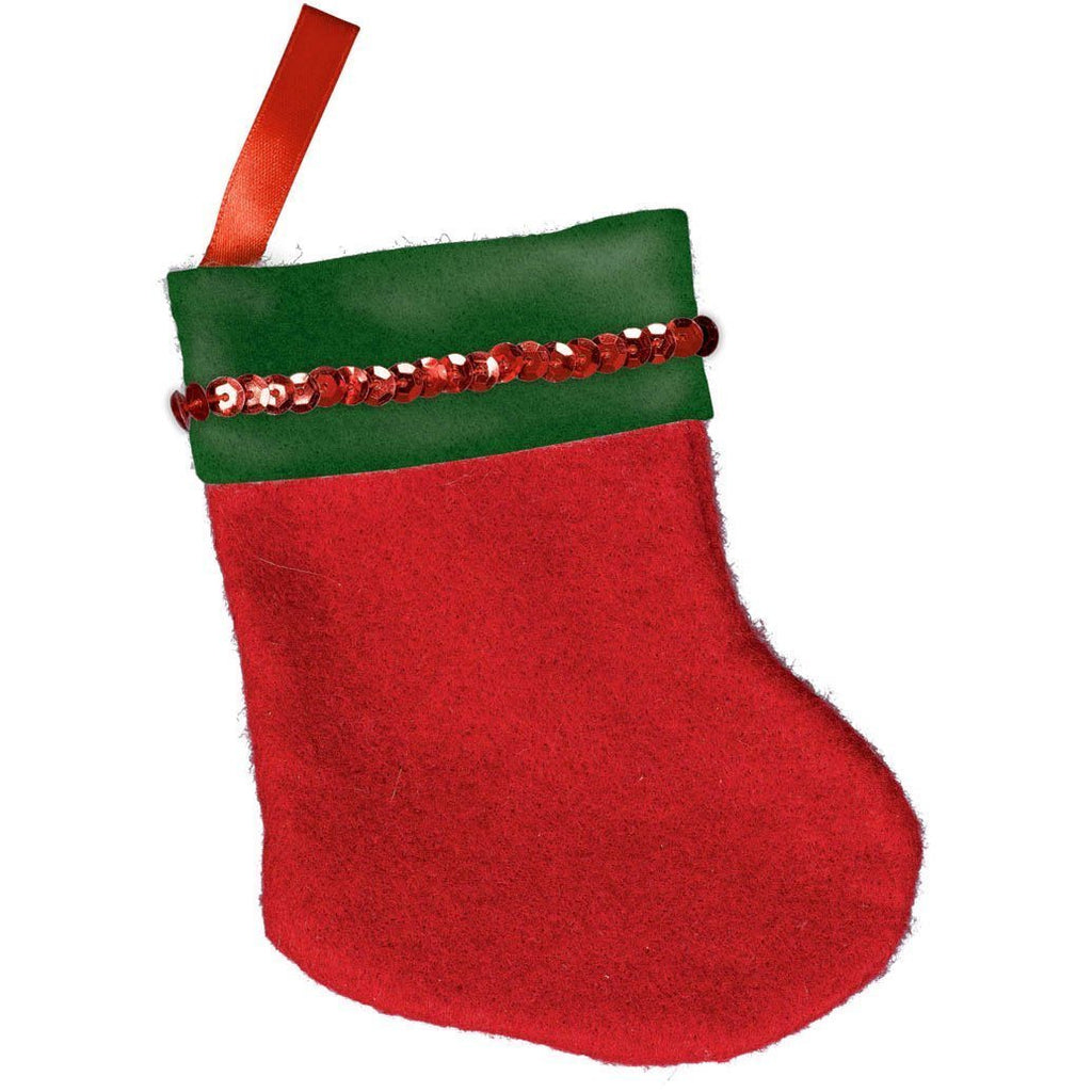 Red Mini Santa Felt Stocking | Christmas Decoration 1 - PawsPlanet Australia