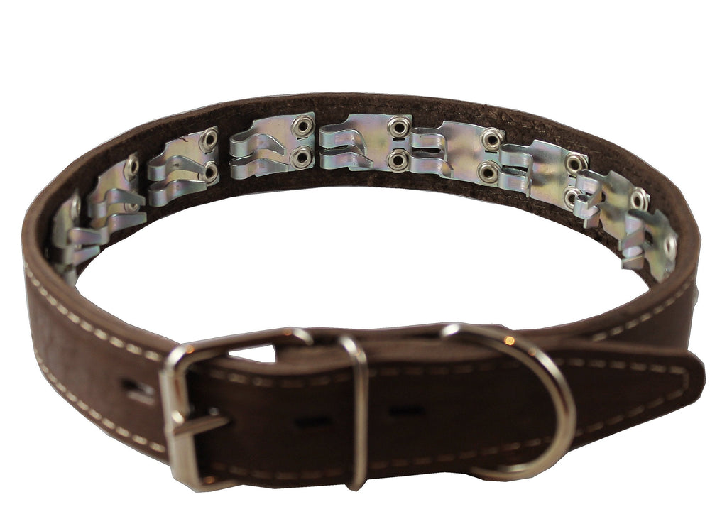 [Australia] - Training Pinch and Genuine Leather Studded Dog Collar Fits 16"-19" Neck Brown 24"x1" Wide 