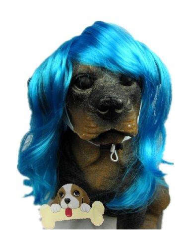 [Australia] - Tanya Pet Supplies -Dog Costumes Blue Wavy Syethetic Hair Pet Dog Cat Wigs-gift 