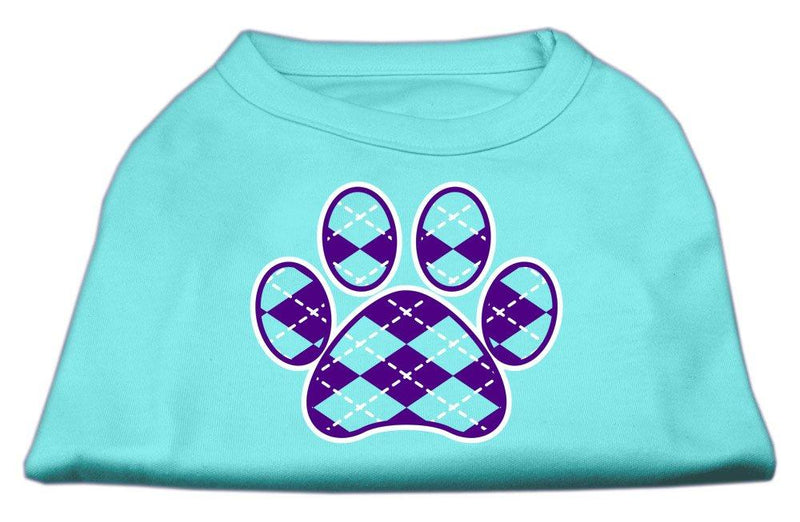 [Australia] - Mirage Pet Products Argyle Paw Purple Screen Print Shirt Aqua Lg (14) 