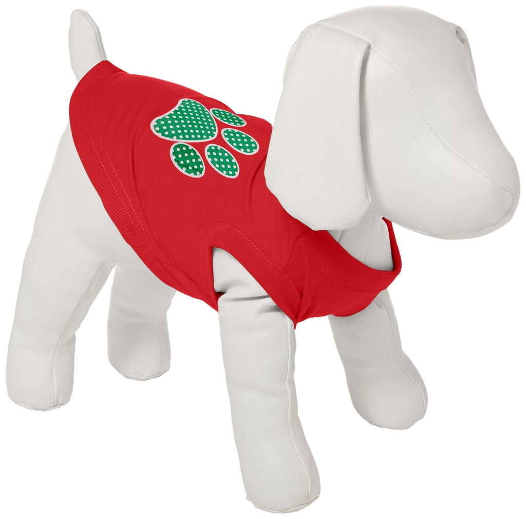 [Australia] - Mirage Pet Products Green Swiss Dot Paw Screen Print Shirt, Small, Red 