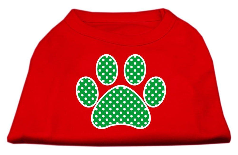 [Australia] - Mirage Pet Products Green Swiss Dot Paw Screen Print Shirt, 3X-Large, Red 