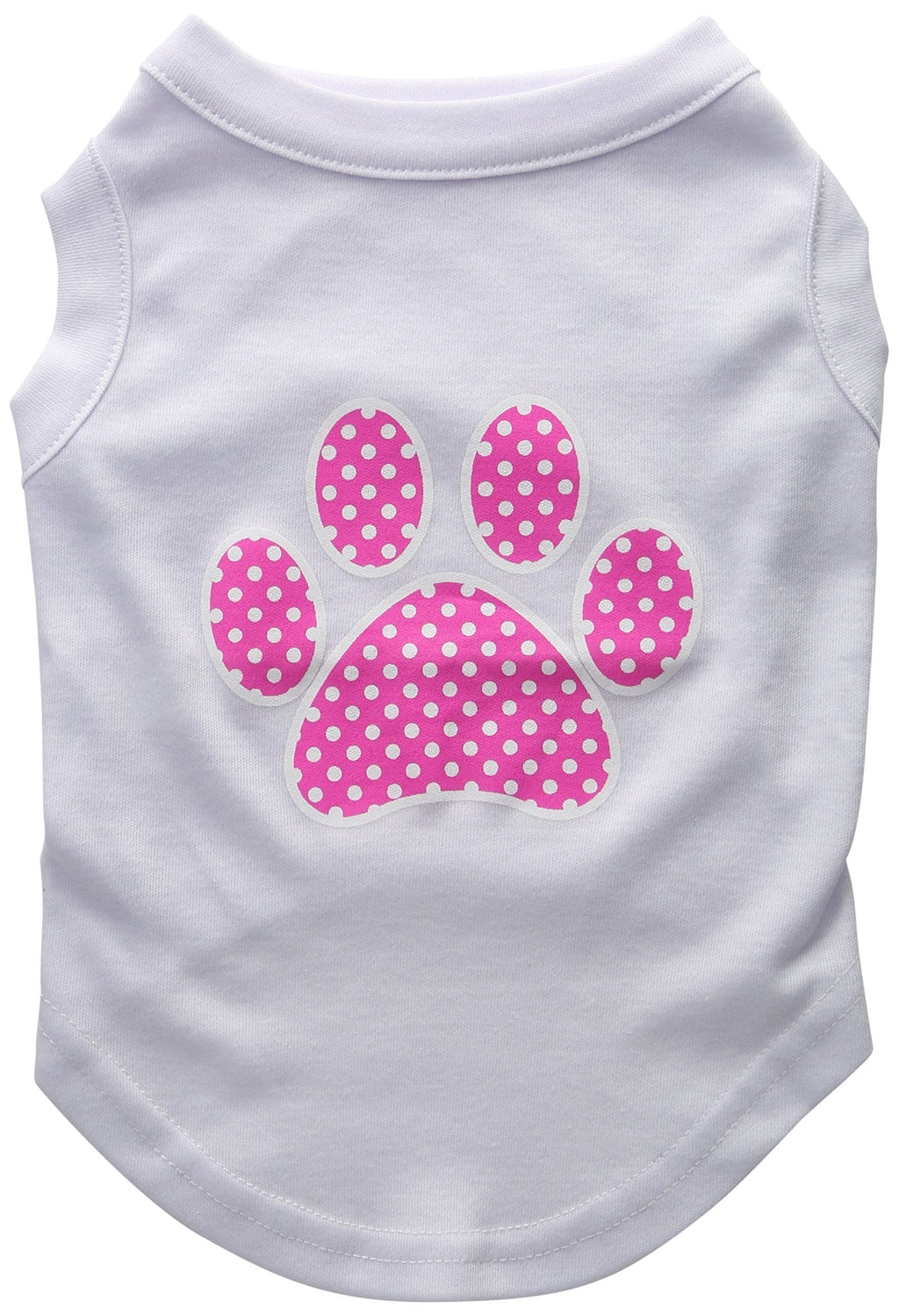 [Australia] - Mirage Pet Products Pink Swiss Dot Paw Screen Print Shirt Not Applicable White 