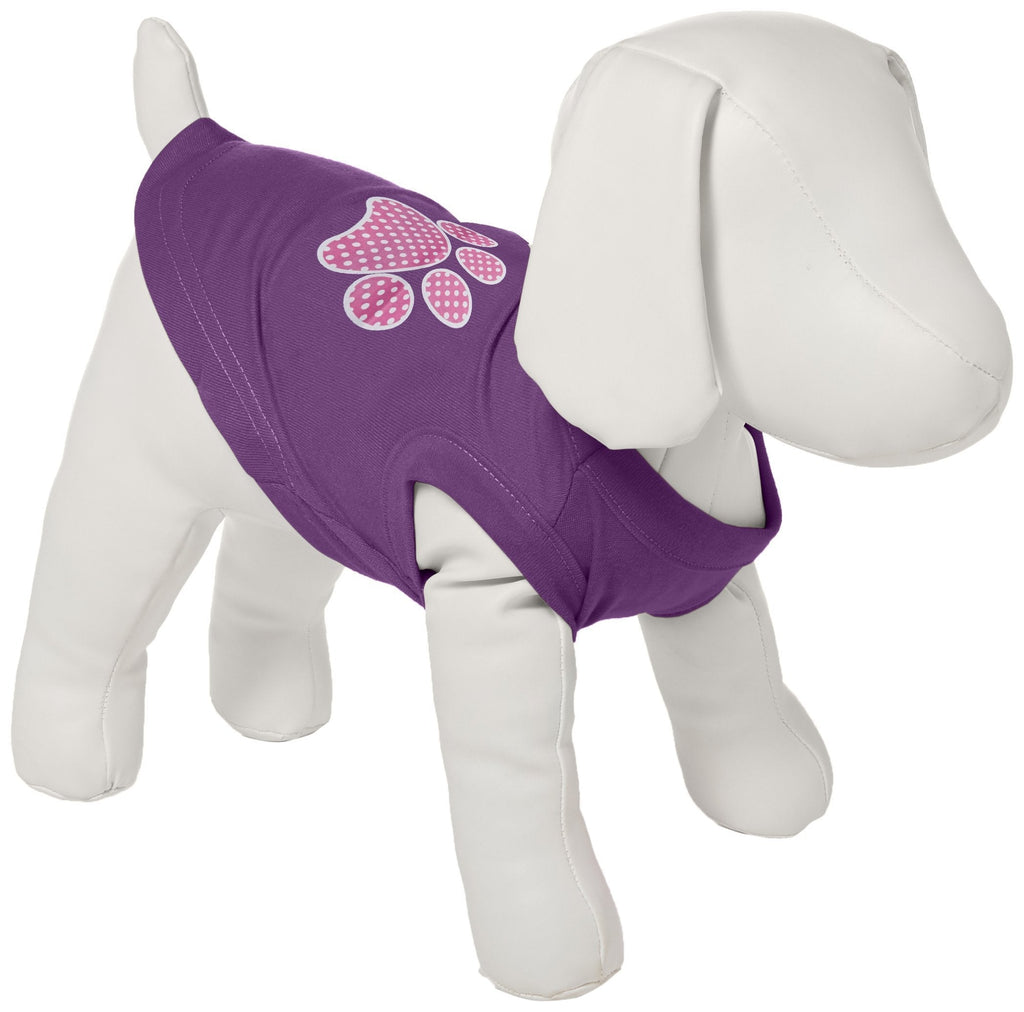 [Australia] - Mirage Pet Products Pink Swiss Dot Paw Screen Print Shirt, Small, Purple 