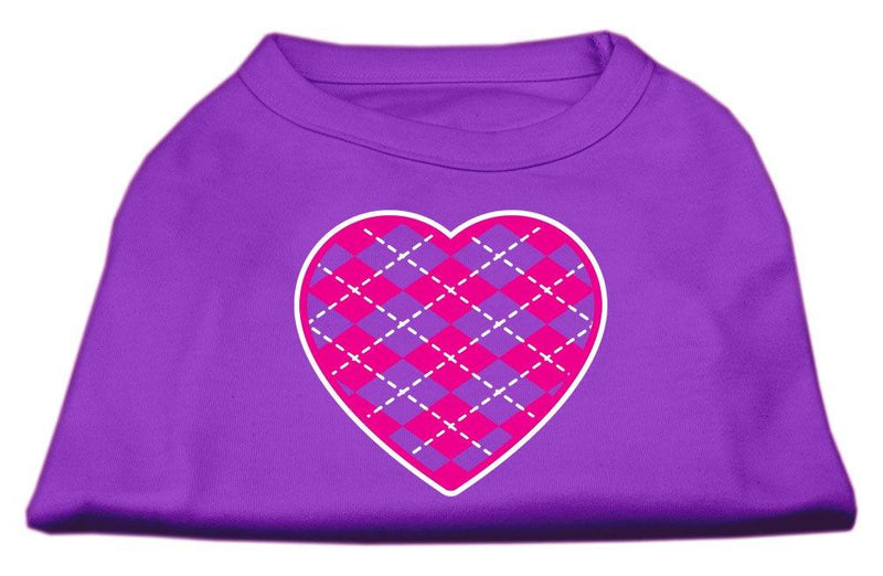 [Australia] - Mirage Pet Products Argyle Heart Pink Screen Print Shirt Purple Med (12) 