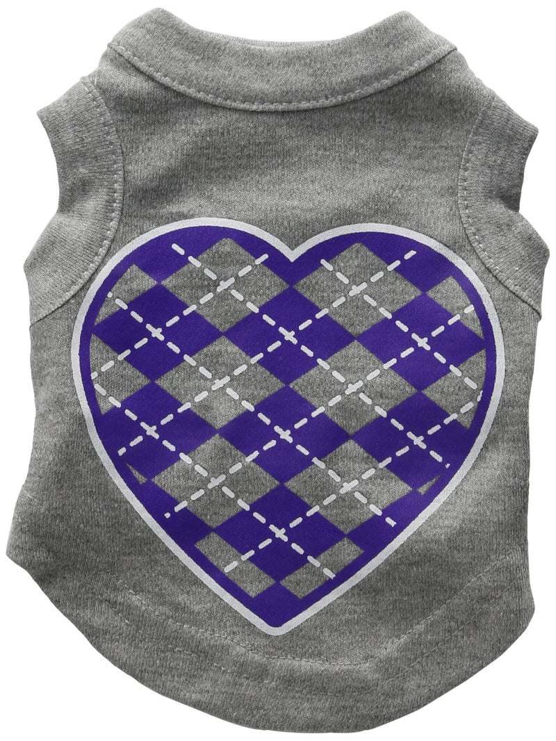 [Australia] - Mirage Pet Products Argyle Heart Purple Screen Print Shirt Grey XS (8) 