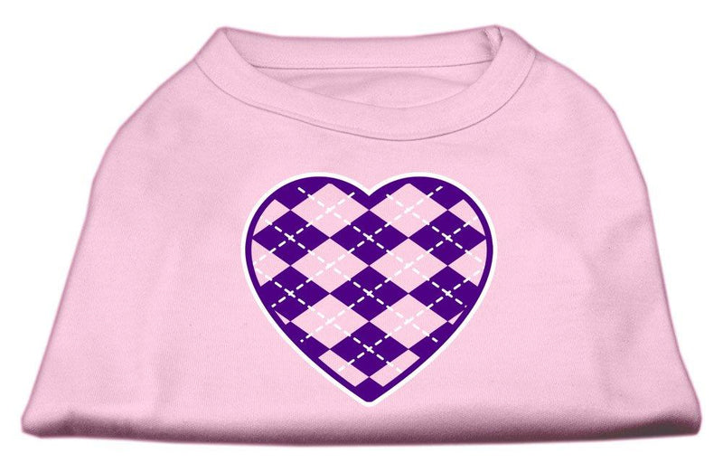 [Australia] - Mirage Pet Products Argyle Heart Purple Screen Print Shirt Light Pink XXL (18) 