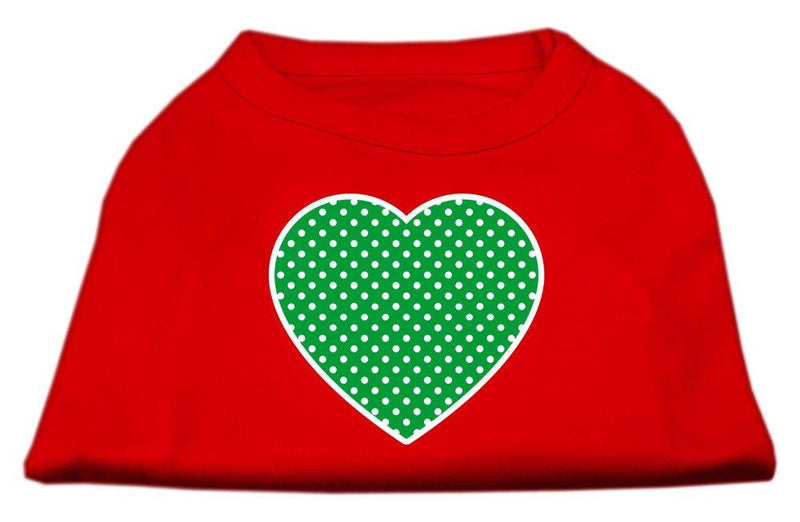 [Australia] - Mirage Pet Products Green Swiss Dot Heart Screen Print Shirt, Small, Red 