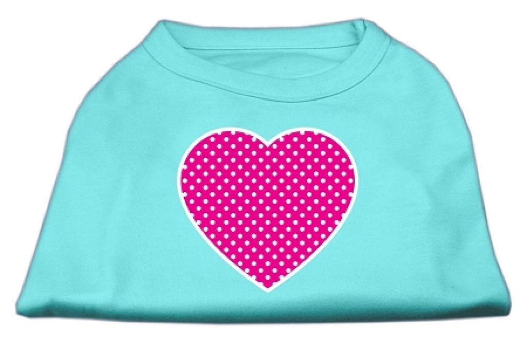 [Australia] - Mirage Pet Products Pink Swiss Dot Heart Screen Print Shirt, Medium, Aqua 