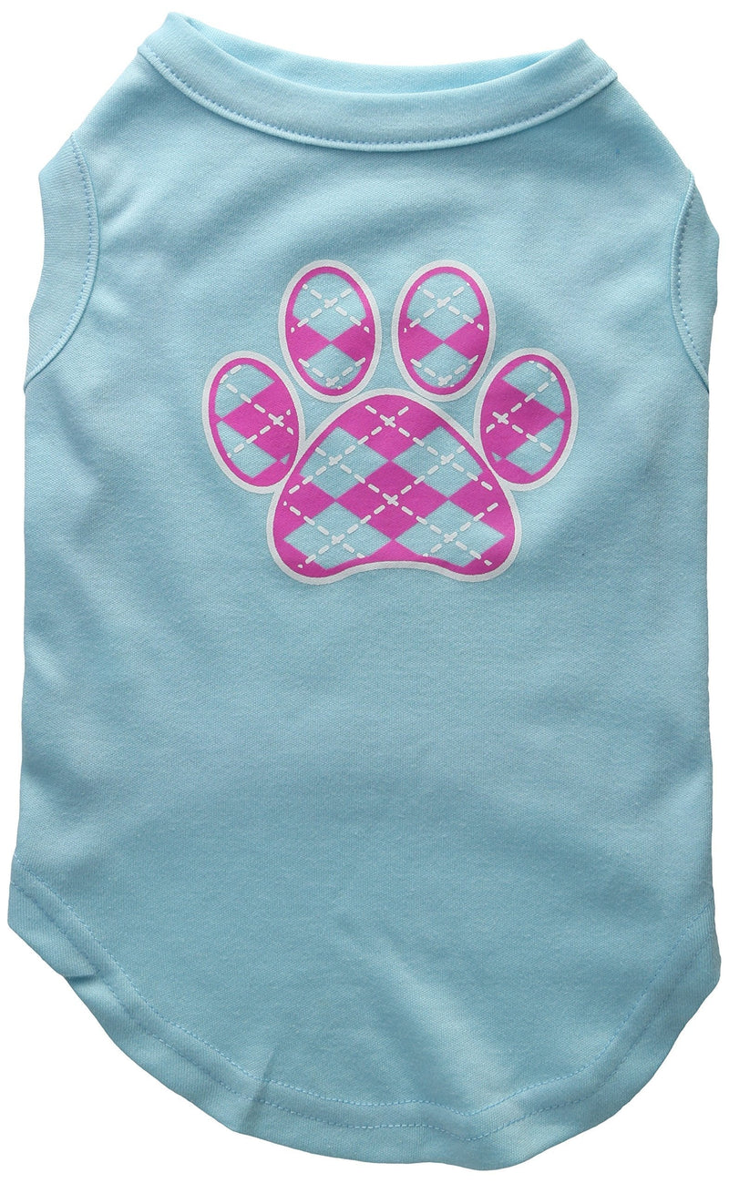 [Australia] - Mirage Pet Products Argyle Paw Pink Screen Print Shirt Aqua Lg (14) 