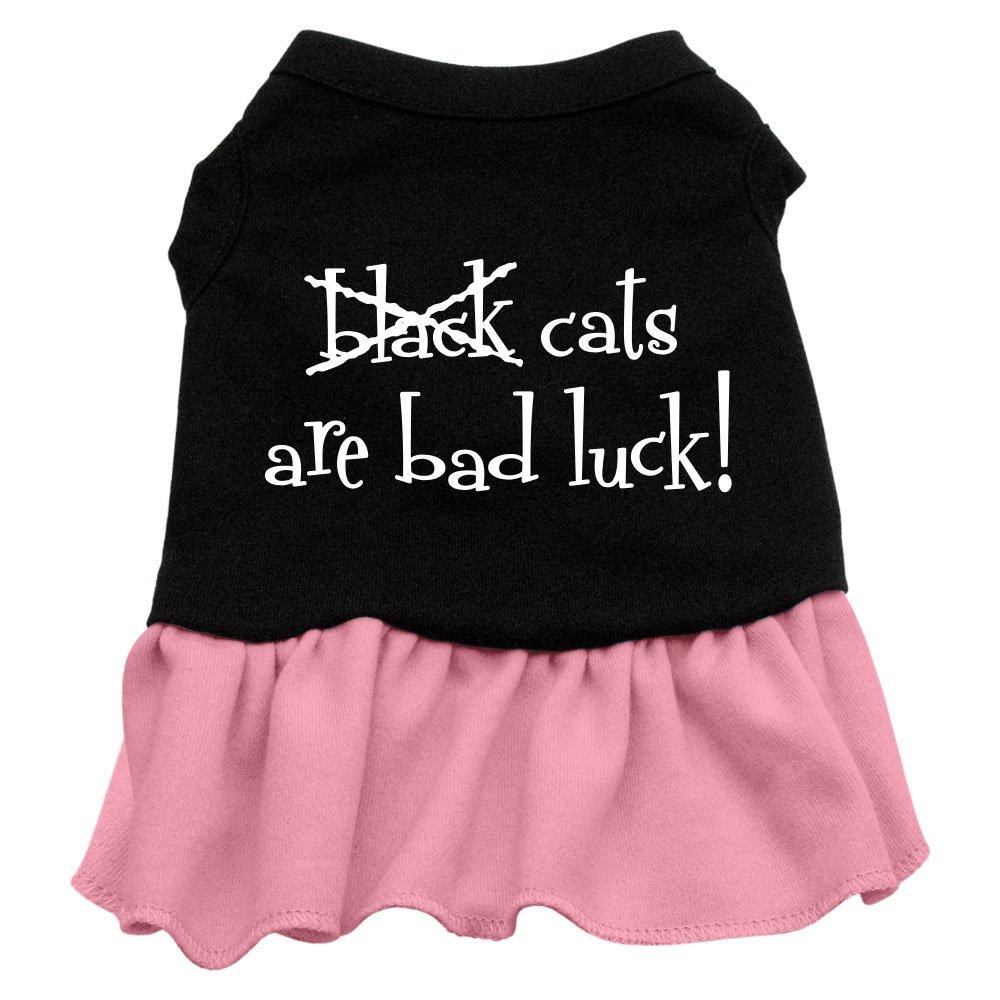 [Australia] - Mirage Pet Products 16-Inch Black Cats are Bad Luck Screen Print Dress X-Large Black with Pink 