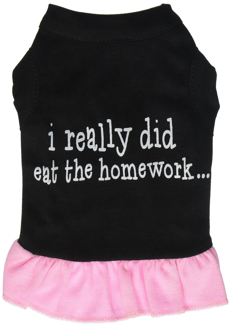 [Australia] - Mirage Pet Products 8-Inch I Really Did Eat The Homework Screen Print Dress X-Small Black with Pink 