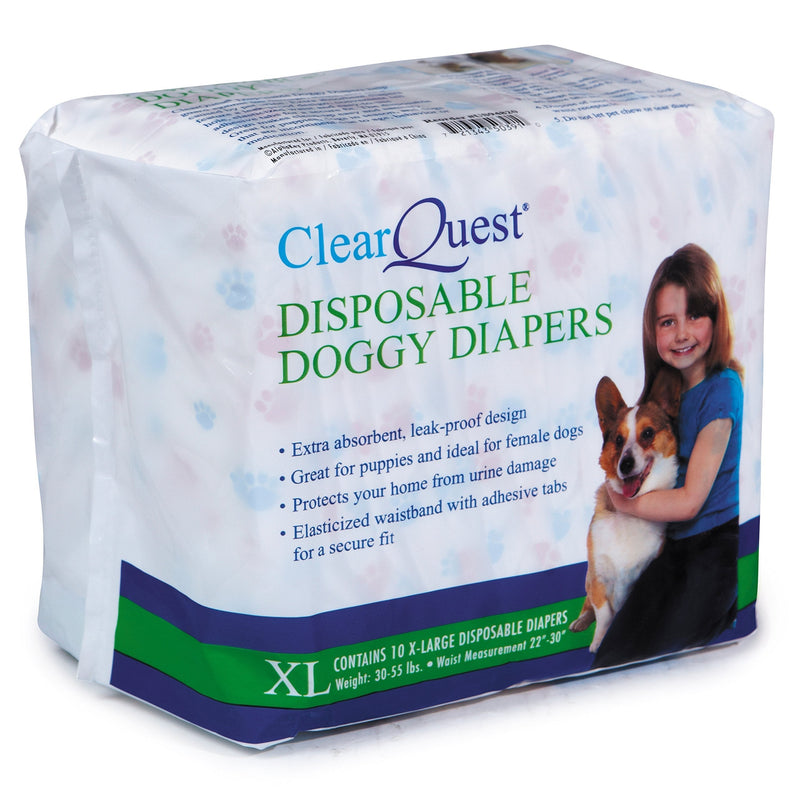[Australia] - ClearQuest Disposable Doggy Diapers, 10-Count, Leakproof, Super Absorbent X-Large 