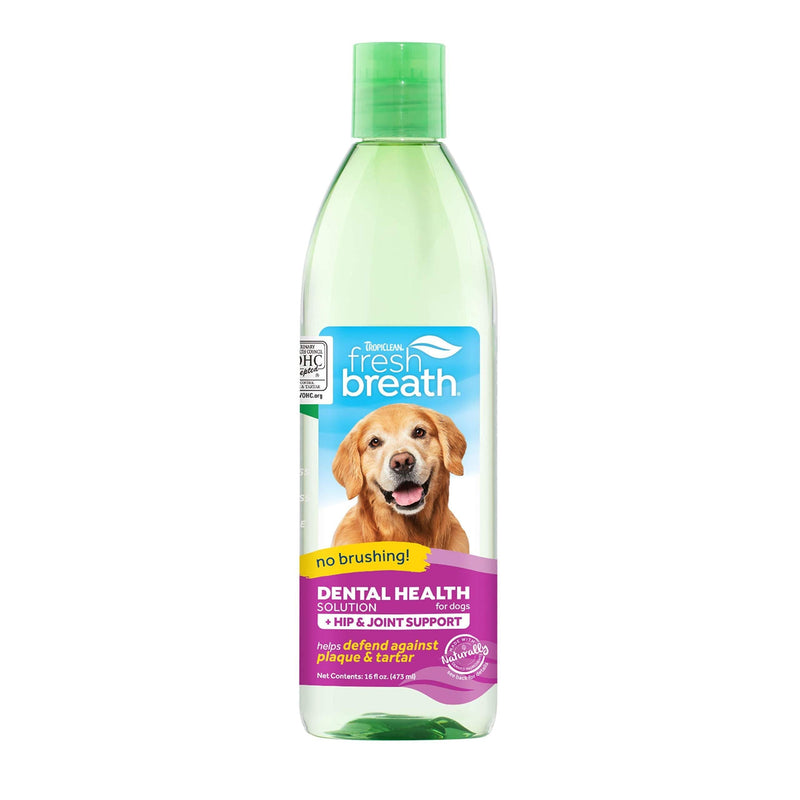 Fresh Breath by TropiClean Oral Care Water Additive Plus Hip & Joint for Pets, 16oz - Made in USA - PawsPlanet Australia