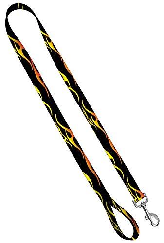 [Australia] - Moose Pet Wear Colorful Flame Print Dog Collar And Leash - Waterproof  Hot Rod Flame Print Dog Collar and Dog Leash, Wide Range of Sizes For Every Dog LEASH 6FT-3/4" Black/Yellow 