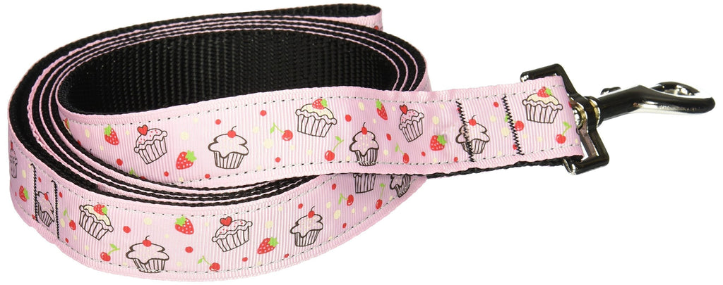 [Australia] - Mirage Pet Products Cupcakes Nylon Ribbon Leash for Pets, 1-Inch by 6-Feet, Light Pink 